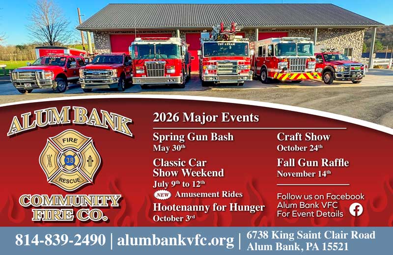 Alum Bank Community Fire Company <center>Alum Bank Community Fire Company | <b><a href="https://www.alumbankvfc.org/" target="_blank" rel="noopener noreferrer">CLICK HERE to view the website</a></b></center>